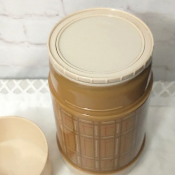 vintage Aladdin Vacuum Bottle Thermos 70s Brown Plaid - Picture 4 of 6